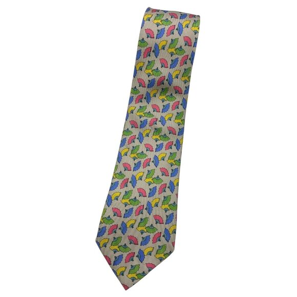 HERMÈS Men's 100% Silk Necktie LUXURY Tie 7237 MA Ivory Japanese Fan W:3.4" EUC